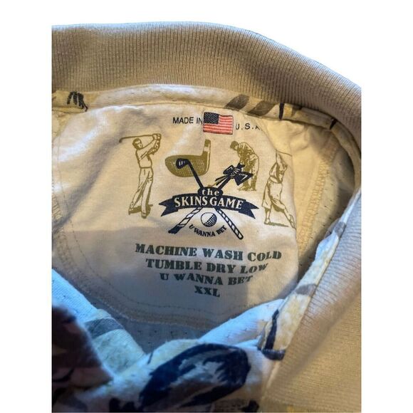 The Skins Game Mens Tan Tropical Print Hawaiian Short Sleeve Polo Size XXL - Picture 4 of 13